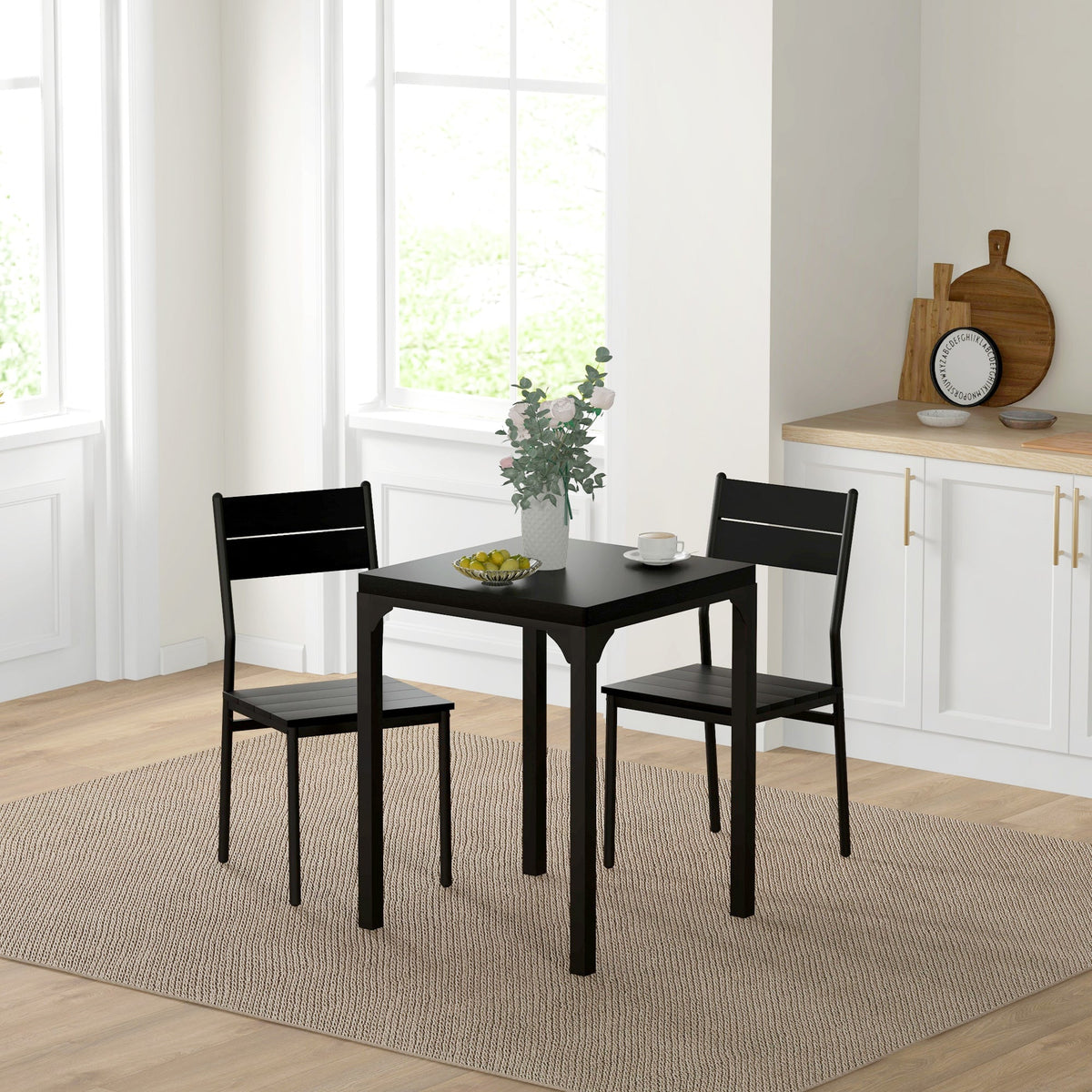 Kurt 3-Piece Dining Set for Small Spaces-Black