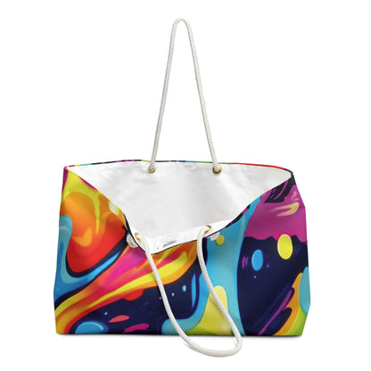 Colorful Abstract Swirl Weekender Bag | Neon Liquid Art Tote | Large Tote Bag