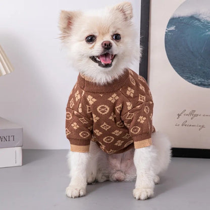 Chewy Vuitawn Dog Sweater – Luxury Knit Outfit for Dogs