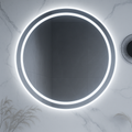 HaloLux Round LED Bathroom Mirror — Frosted Front-Light Ring + Back-Lit Halo, Dimmable, Anti-Fog & Memory (3000K/4000K/5000K) | 24″, 28″, 32″ | CE & ETL Certified