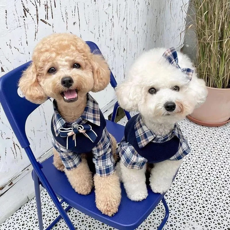 Plaid School Uniform Set | Dog Outfit Set