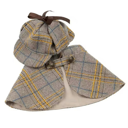 Purrrrelock Holmes Dog Cape Set | Plaid Pet and Dog Outfit