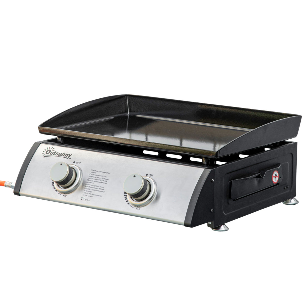 2 Burner Liquefied Gas Grill, Portable Tabletop BBQ Grill, for Camping, Picnic, Silver