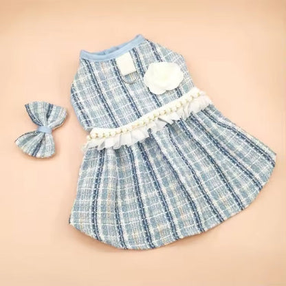 Priscilla Dog Dress & Bow Set – Elegant Outfit for Dogs