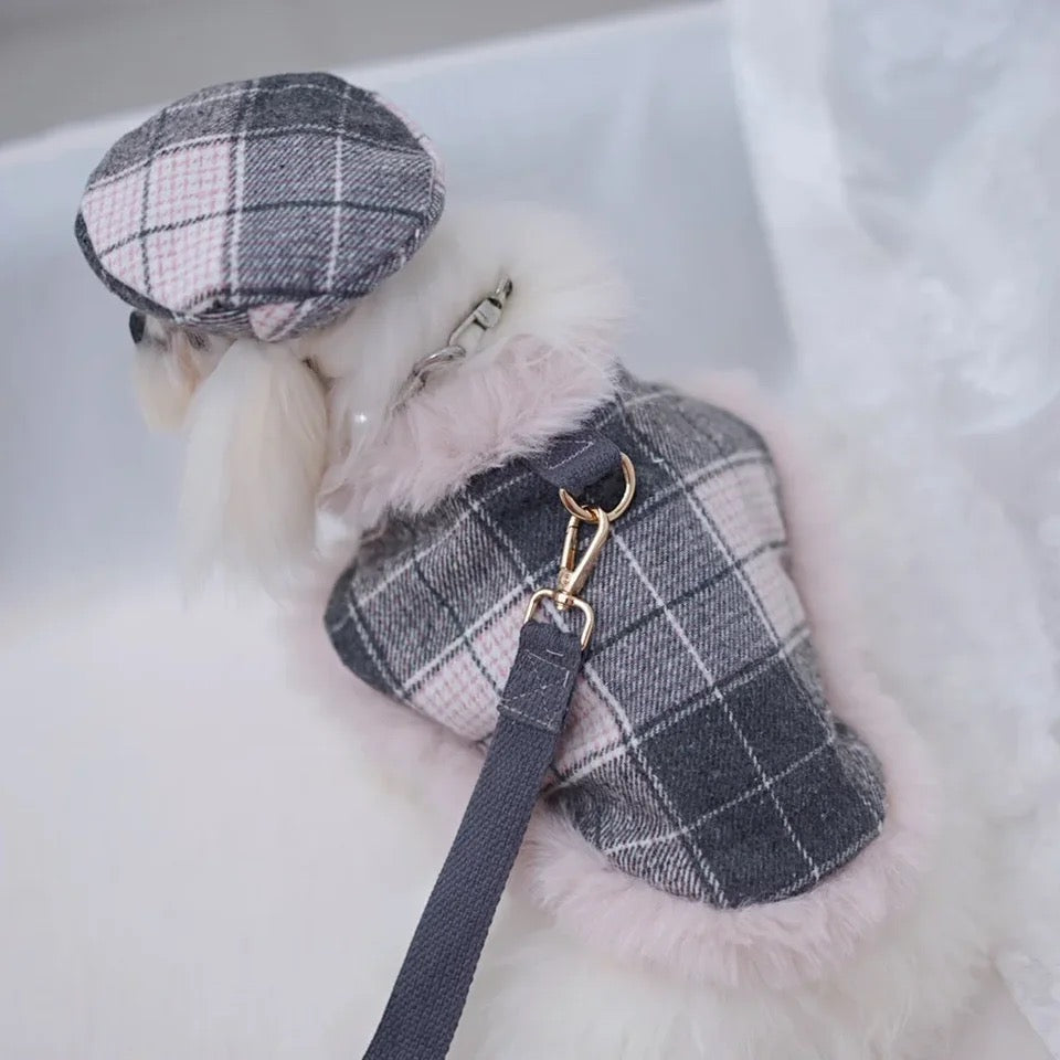Ophelia Plaid Dog Harness Set | Outfit with Hat and Leash