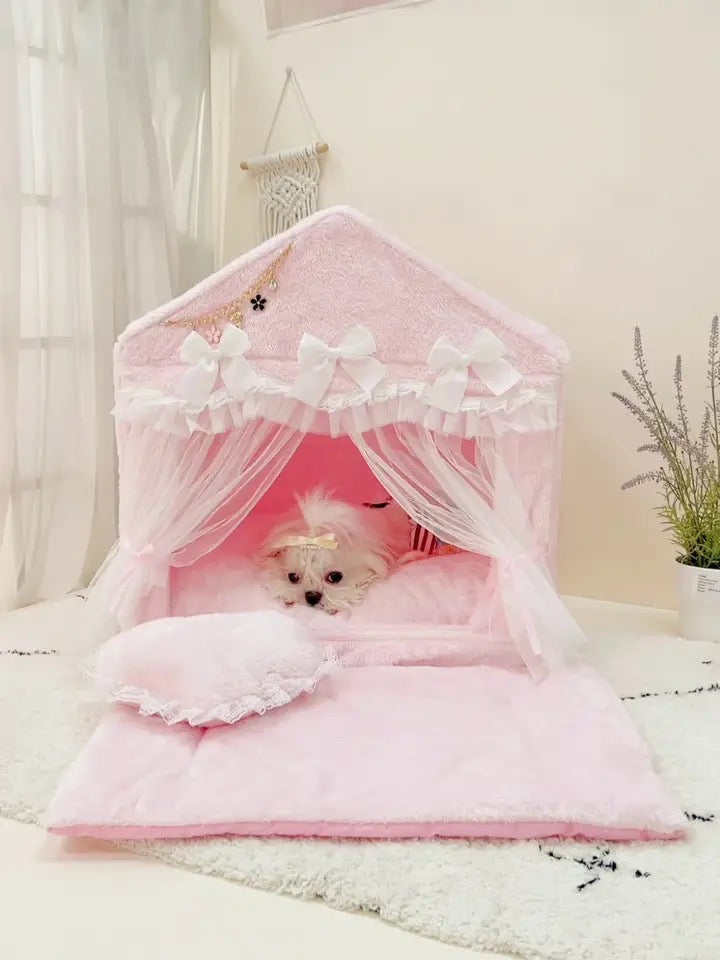 Princess Babygirl Cabana Dog Bed | Enclosed Dog House Bed