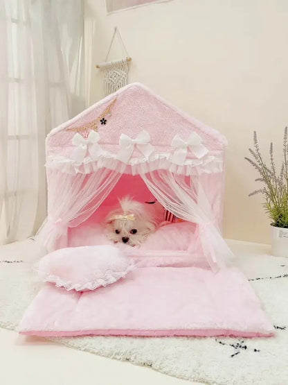 Princess Babygirl Cabana Dog Bed | Enclosed Dog House Bed