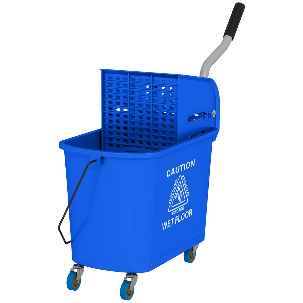 Compact Mop Bucket with Wringer, Mop Bucket on Wheels, 5 Gallon, Separate Dirty and Clean Water, Yellow