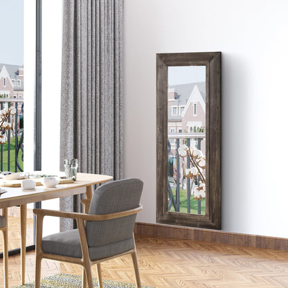 59" x 23.5" Full Length Mirror, Farmhouse Wall Mount and Leaner Floor Mirror, Vertical and Horizontal for Bedroom, Dark Brown