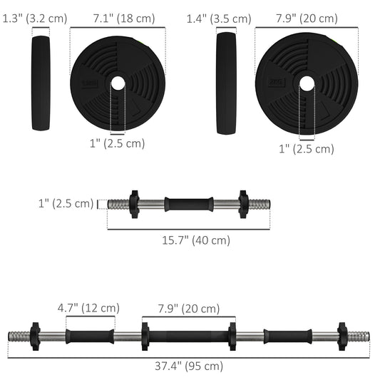 33LBS 2-in-1 Adjustable Barbell & Dumbbells Set, Weights Set with Non-slip Handles for Men and Women Home Gym Training