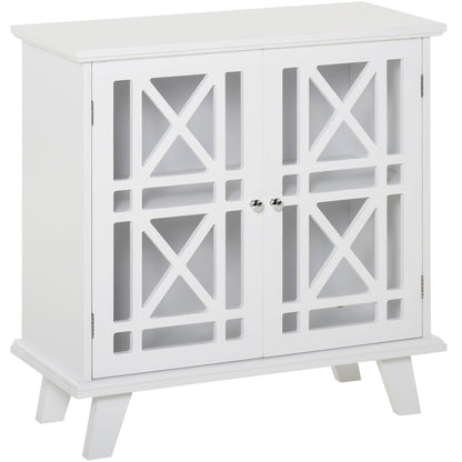 Storage Cabinet with Fretwork Doors and Shelf, Modern Freestanding Sideboard, Buffet, Blue