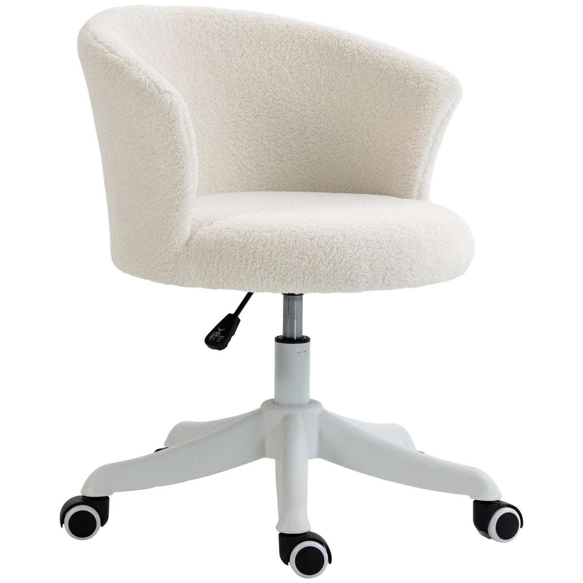 Armless Office Chair, Fluffy Computer Desk Chair with Adjustable Height, Swivel Wheels, Mid Back, Grey