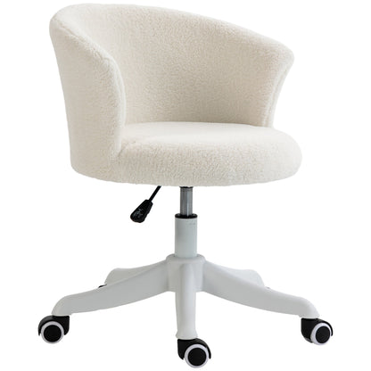 Armless Office Chair, Fluffy Computer Desk Chair with Adjustable Height, Swivel Wheels, Mid Back, Grey