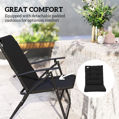 Set of 2 Outdoor Folding Chairs with Adjustable Backrest, Padded Camping Chairs for Outdoor Events, Grey