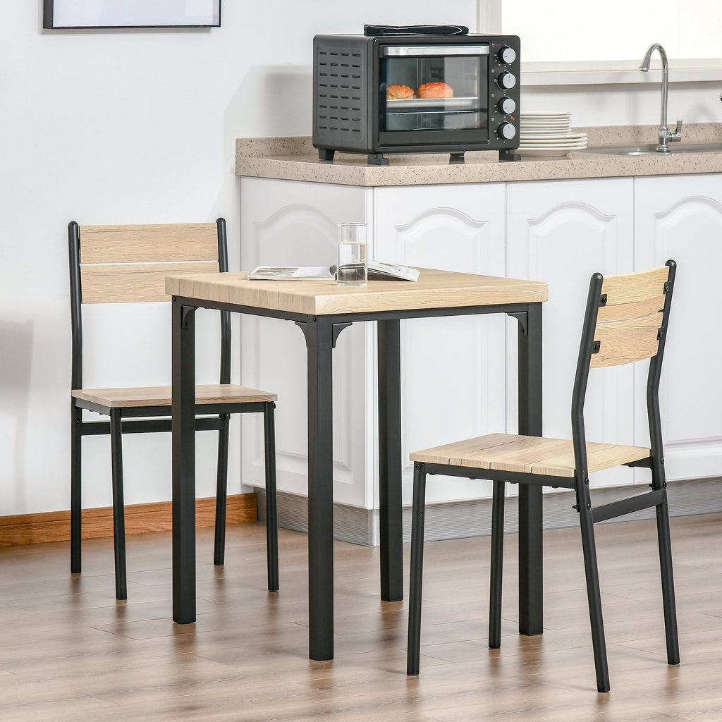 Kurt 3-Piece Dining Set for Small Spaces-Natural Wood