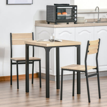 Kurt 3-Piece Dining Set for Small Spaces-Natural Wood