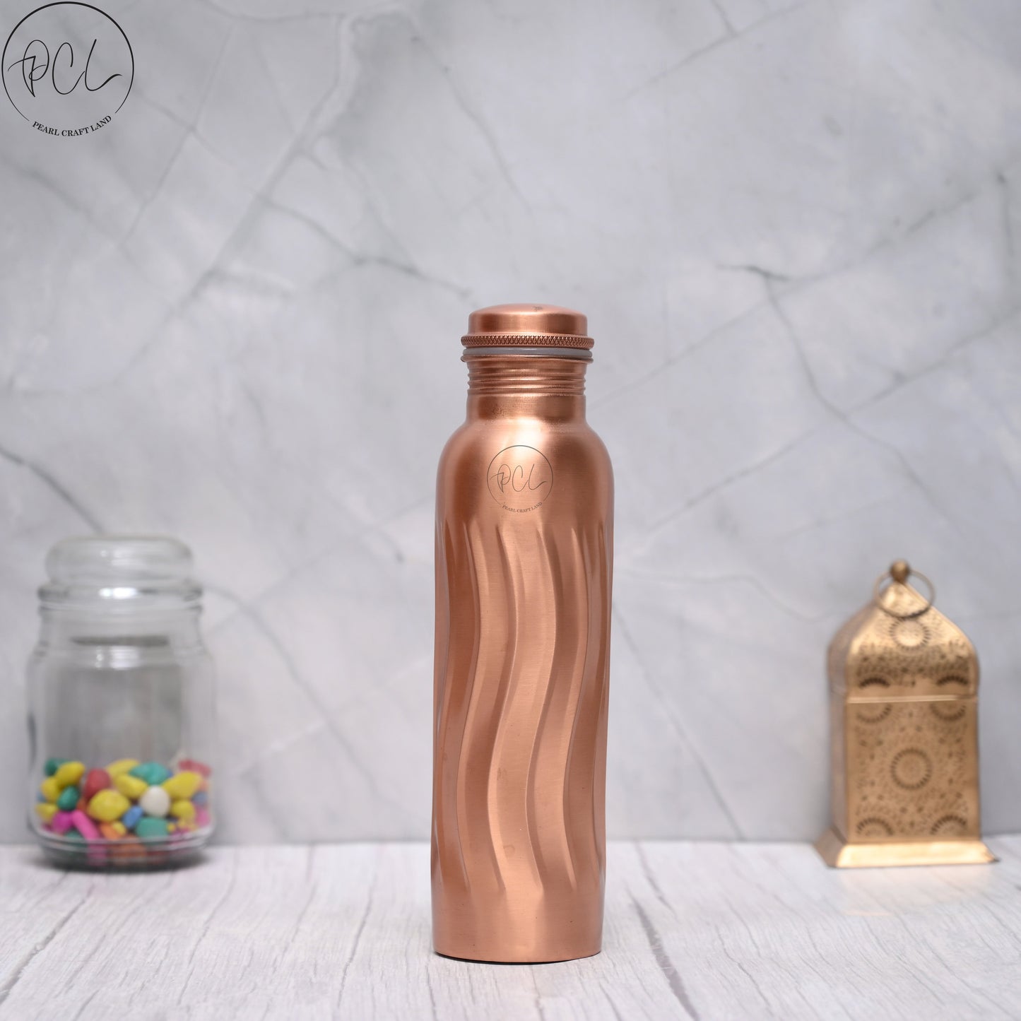 Unique Wave Design 100% Pure Copper Water Bottle 950 ML