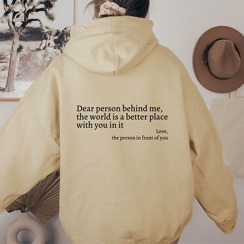 Women's Plush Letter Printed Kangaroo Pocket Hoodie | Cozy Pullover