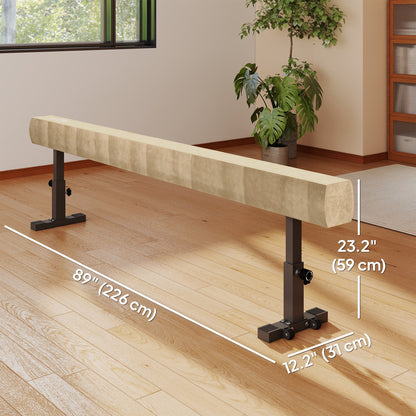 7.5ft Adjustable Balance Beam, Gymnastics Beam with Wheels, Gymnastics Equipment for 6+ Years Old Training