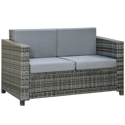 Wicker Outdoor Sofa, All Weather Patio Couch Loveseat with Cushions for Balcony, Deck, Garden, Poolside, Dark Blue