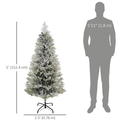6 Feet Pencil Snow Flocked Artificial Christmas Tree with 517 Realistic Cypress Branches, Auto Open, Green