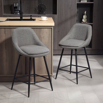 Reece 26" Counter Height Stools with Swivel and Backrest-Set of 2-Dark Grey