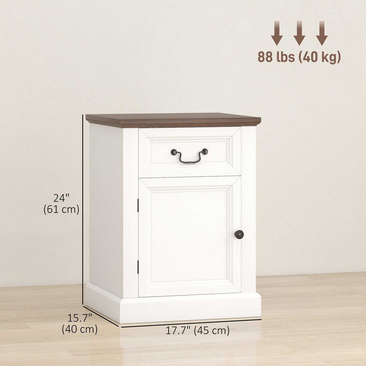 Side Table Set of 2, End Tables with Drawer and Cabinet, Nightstands for Small Spaces, Living Room, Black