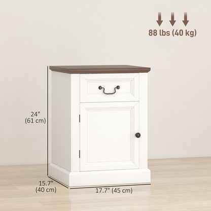 Side Table Set of 2, End Tables with Drawer and Cabinet, Nightstands for Small Spaces, Living Room, Black