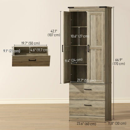 67" Tall Kitchen Pantry Storage Cabinet, Kitchen Pantry Cabinet with Doors, Drawers and Adjustable Shelves, Black
