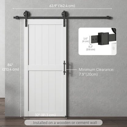 36inx84in Barn Door with 6FT Sliding Door Hardware Kit, Handle, Upgraded Rollers and Floor Guide, Waterproof, White