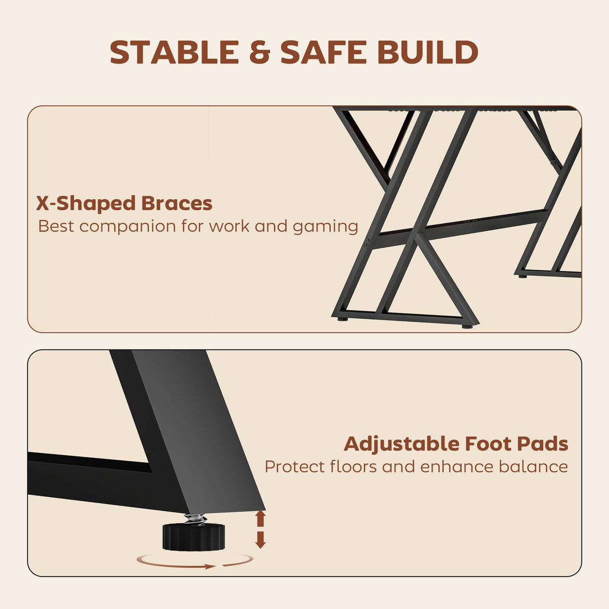 71" Computer Desk, Industrial Writing Table with X-Shaped Frame for Home Office, Rustic Brown