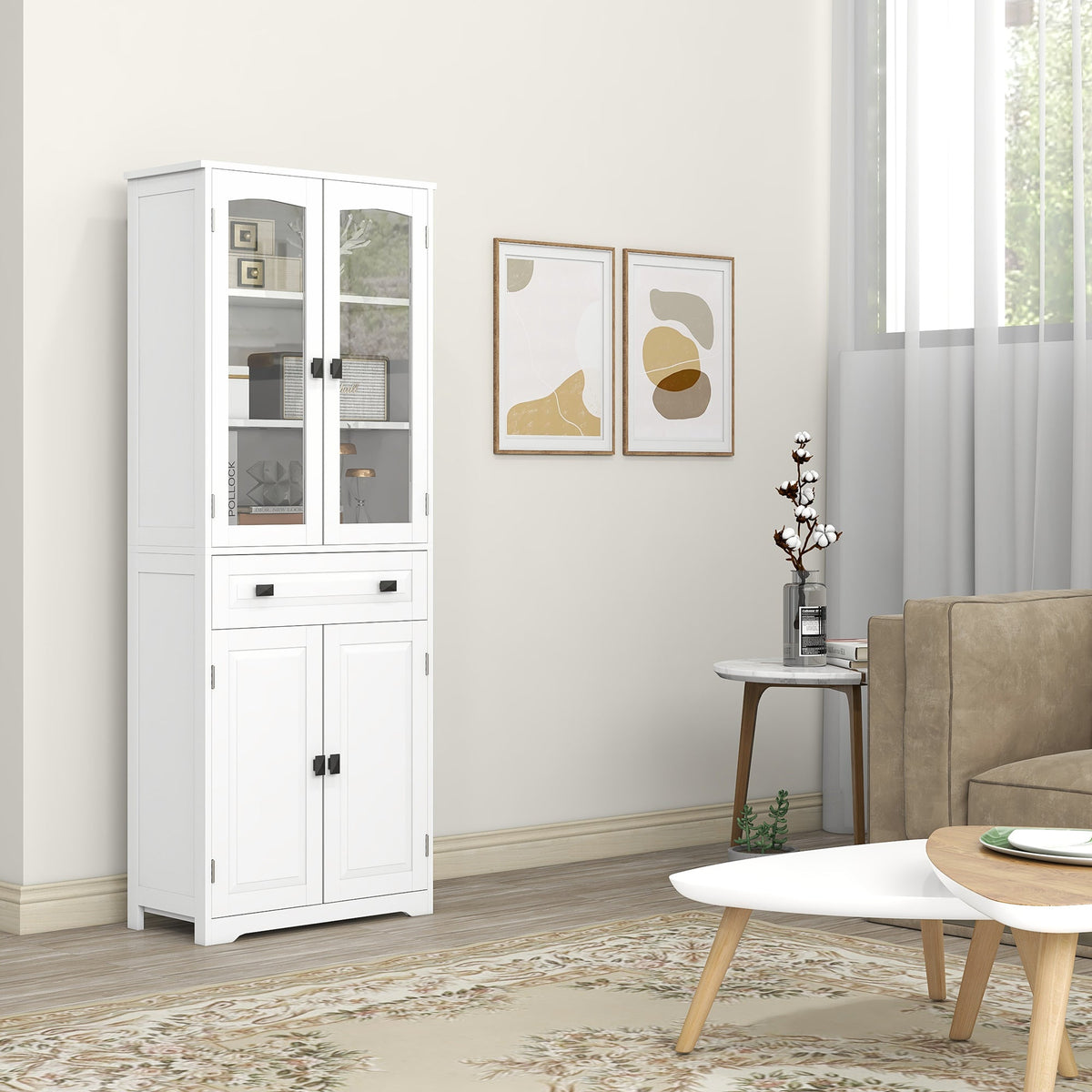 63" 4-Door Kitchen Pantry Cabinet, Freestanding Storage Cabinet Cupboard with Adjustable Shelves, Black