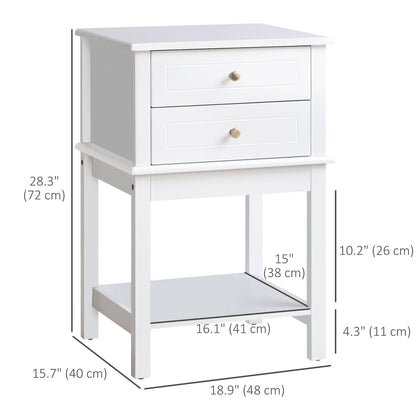 Modern Sofa Side Table, Accent End Table with Drawers and Storage Shelf, Nightstand for Bedroom Living Room, Black