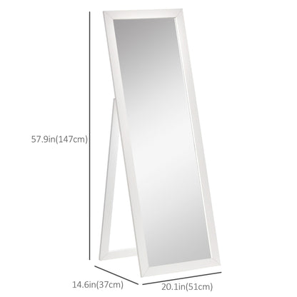 58" x 20" Full Length Mirror with Frame, Floor Standing Mirror, Rectangular Full Body Mirror for Bedroom, Living Room, Brown