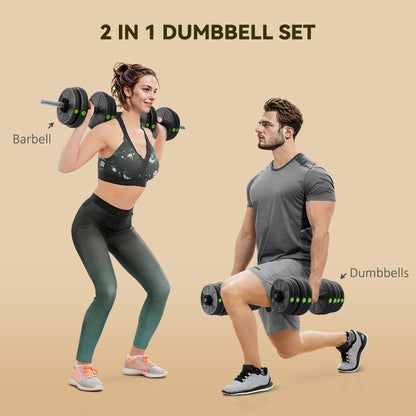 33LBS 2-in-1 Adjustable Barbell & Dumbbells Set, Weights Set with Non-slip Handles for Men and Women Home Gym Training