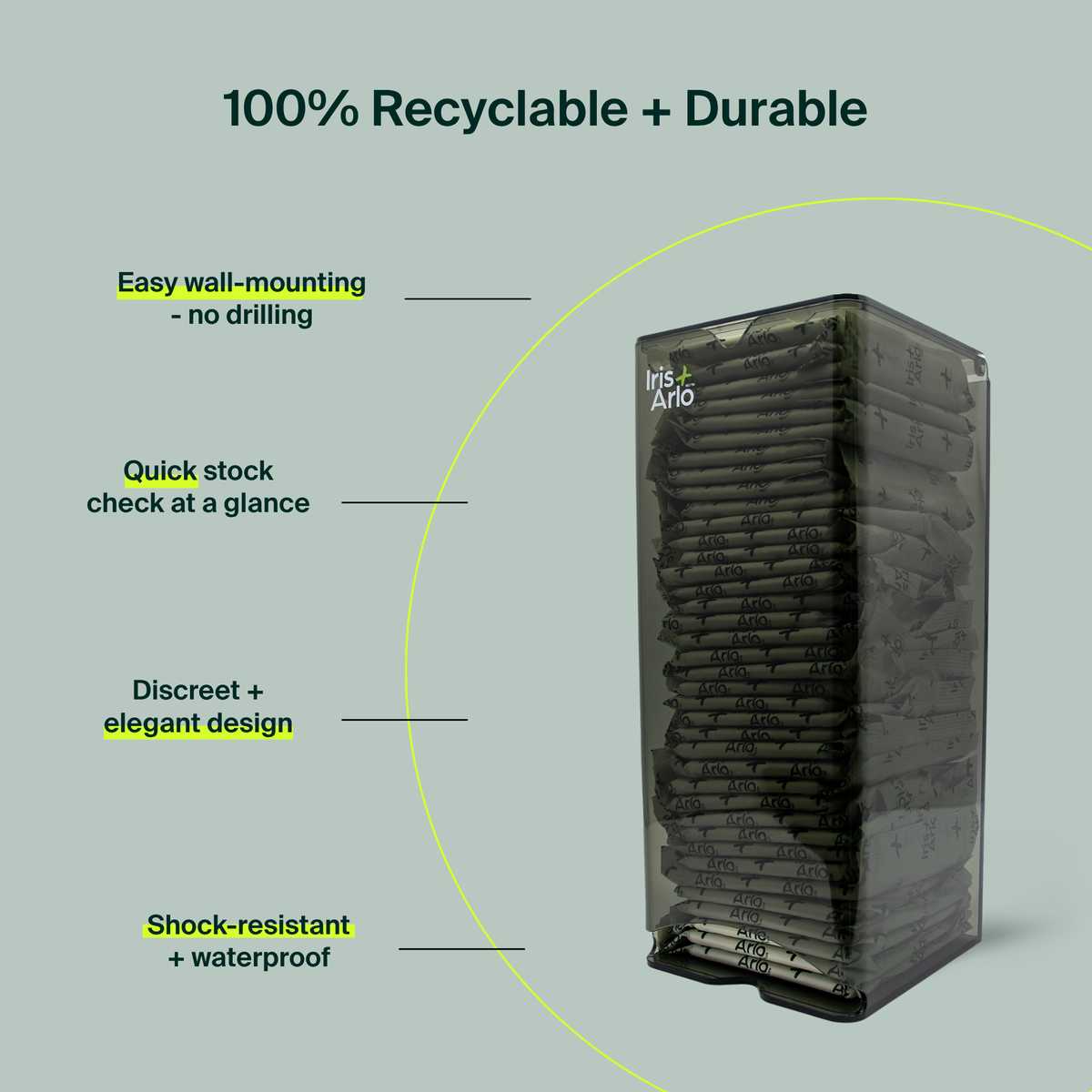 Recycled Plexiglass Wall-Mounted Dispenser - Daily Pads