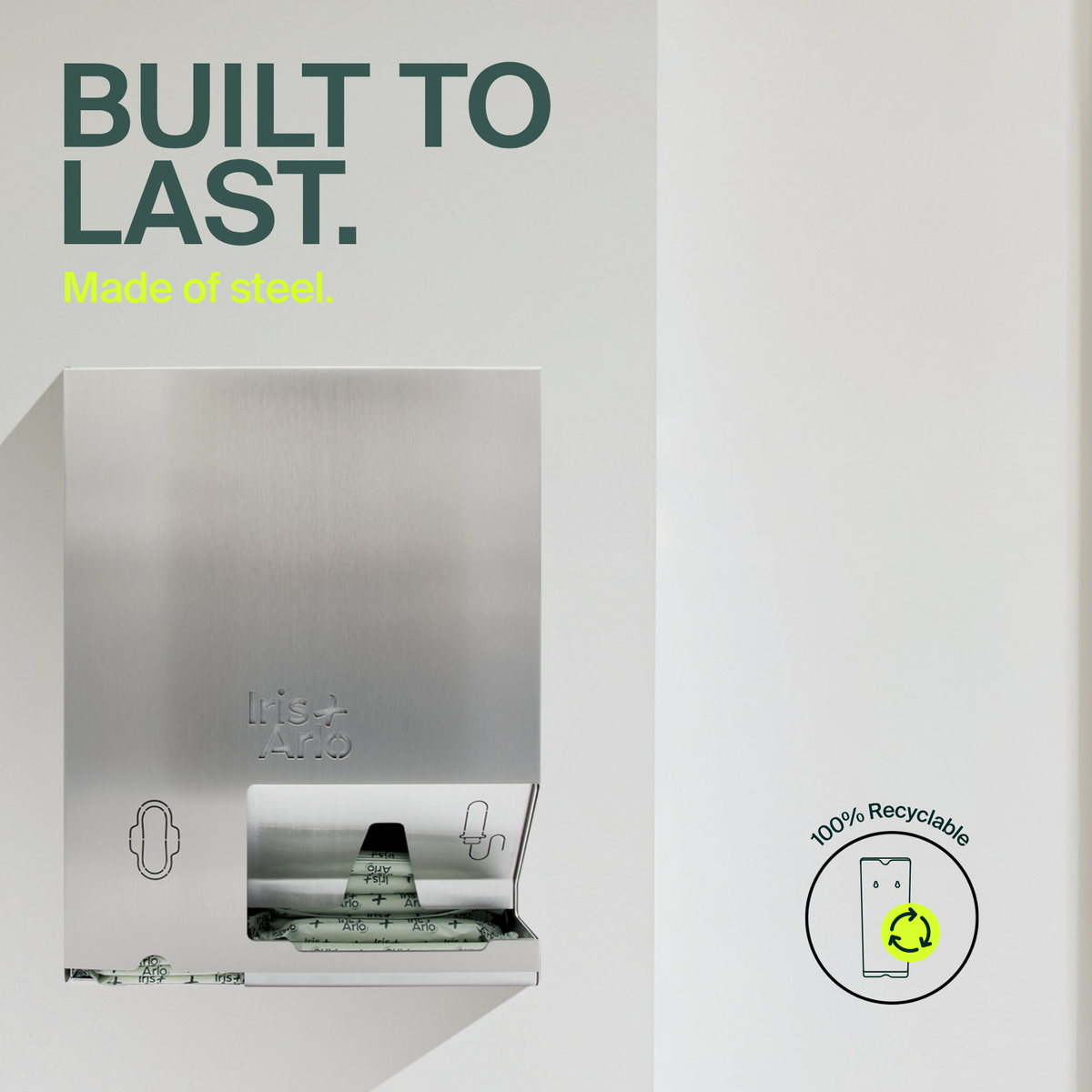 Wall-Mounted Steel Dispenser - Regular Pads & Tampons