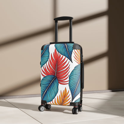 Tropical Leaf Carry-On Suitcase — Colorful Palm Print Travel Luggage