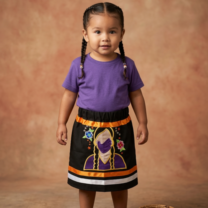 Infants Embroidered Black Ribbon Skirt