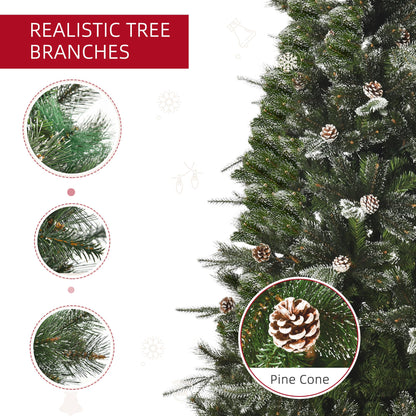 6FT Artificial Christmas Snow Pine Tree Holiday Home Xmas Decoration with Automatic Open, Pinecone, Green