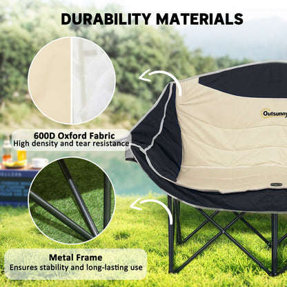 Portable Camp Chair, Double Camping Chair with Cup Holders and Carry Bag, Support 551 lbs, Dark Green