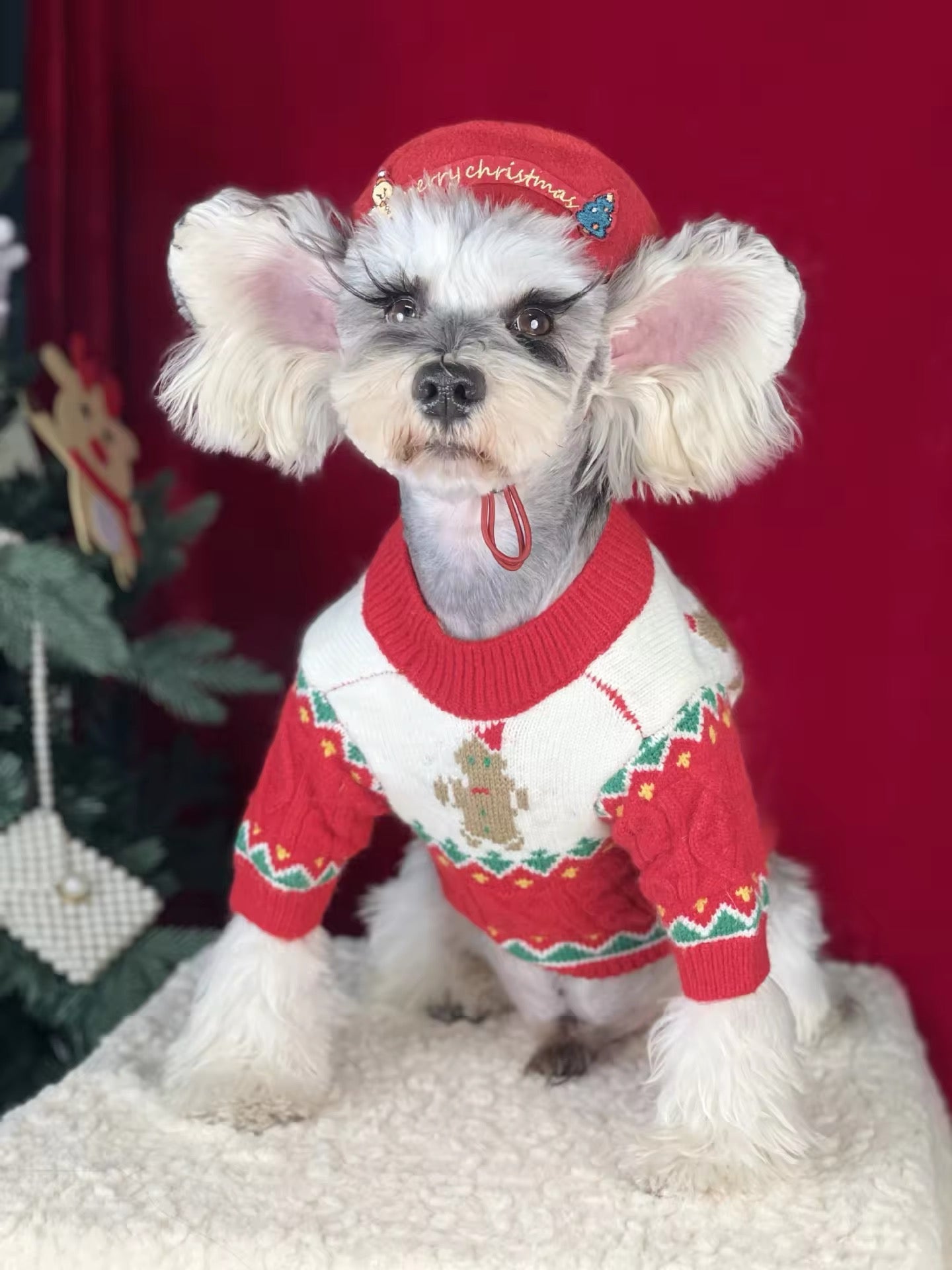 Gingerbread Christmas Dog Sweater – Holiday Knit Winter Outfit for Dogs