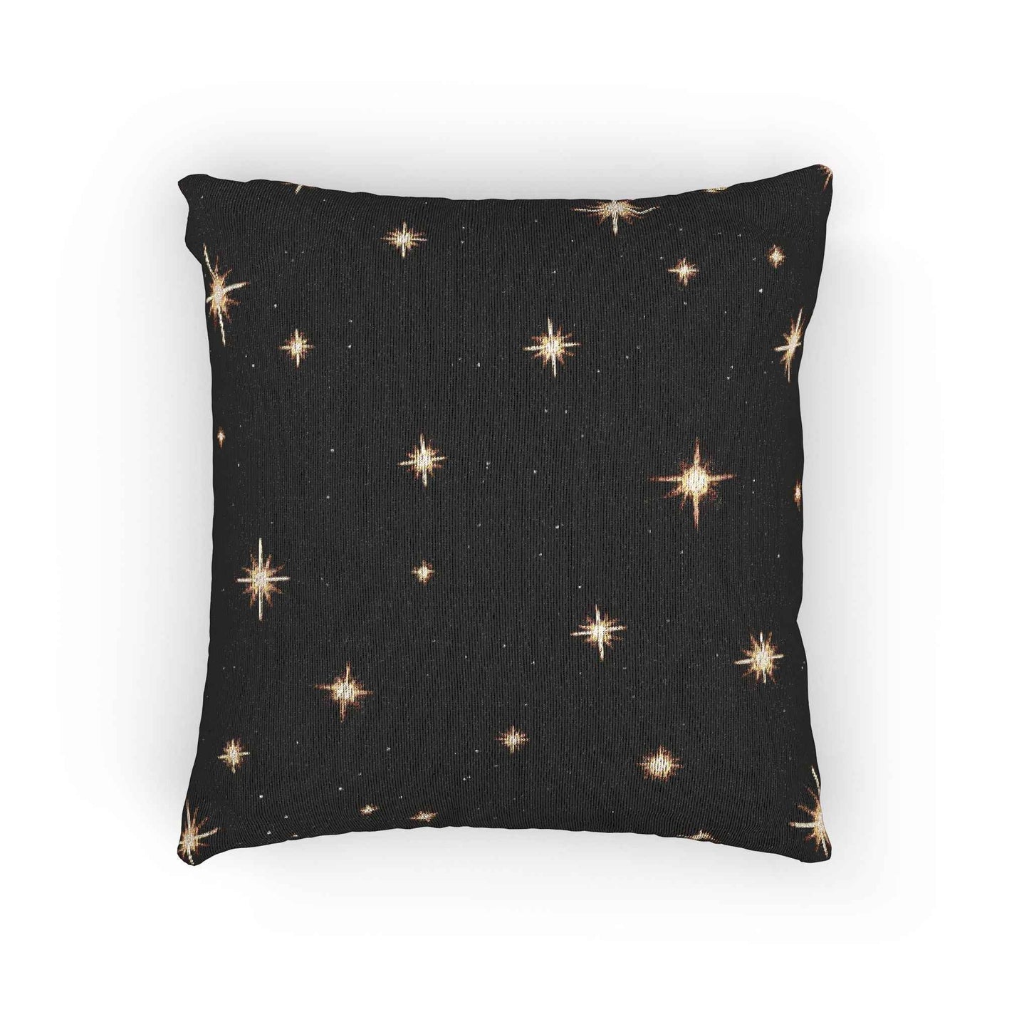 Starry Night Sparkle Woven Pillow | Black Cross-Stitch Stars