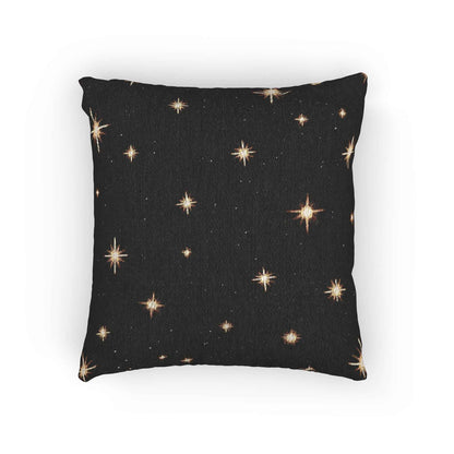 Starry Night Sparkle Woven Pillow | Black Cross-Stitch Stars