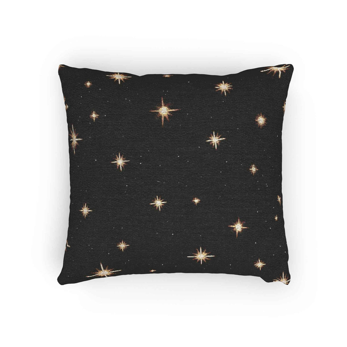 Starry Night Sparkle Woven Pillow | Black Cross-Stitch Stars