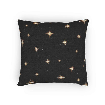 Starry Night Sparkle Woven Pillow | Black Cross-Stitch Stars