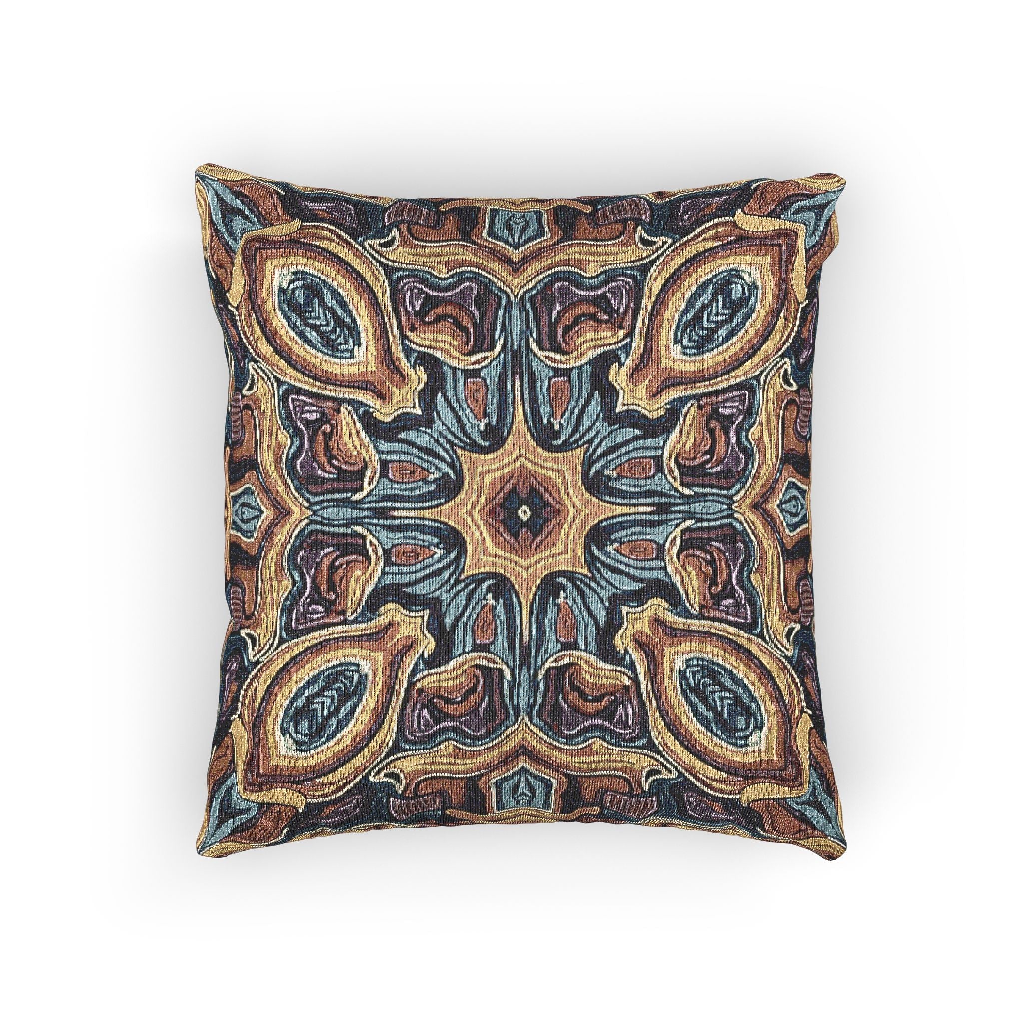Bohemian Woven Pillow – Mosaic Medallion Decorative Throw Pillow