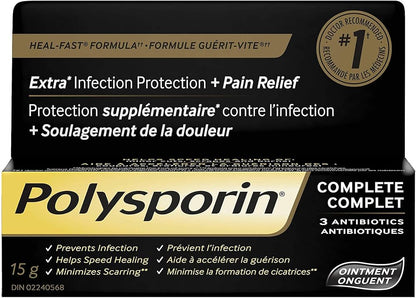 Polysporin Complete Antibiotic Ointment Heal Fast Formula 15g or 30 g