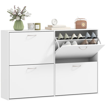 Flip Down Shoe Storage, Multi Cabinet, Wooden Shoe Rack, Entryway Shelf, 4 Drawer Organizer, Freestanding Unit, Brown