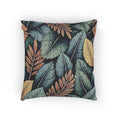 Tropical Leaf Pattern Woven Pillow | Botanical Throw Pillow, Textured Tapestry Design